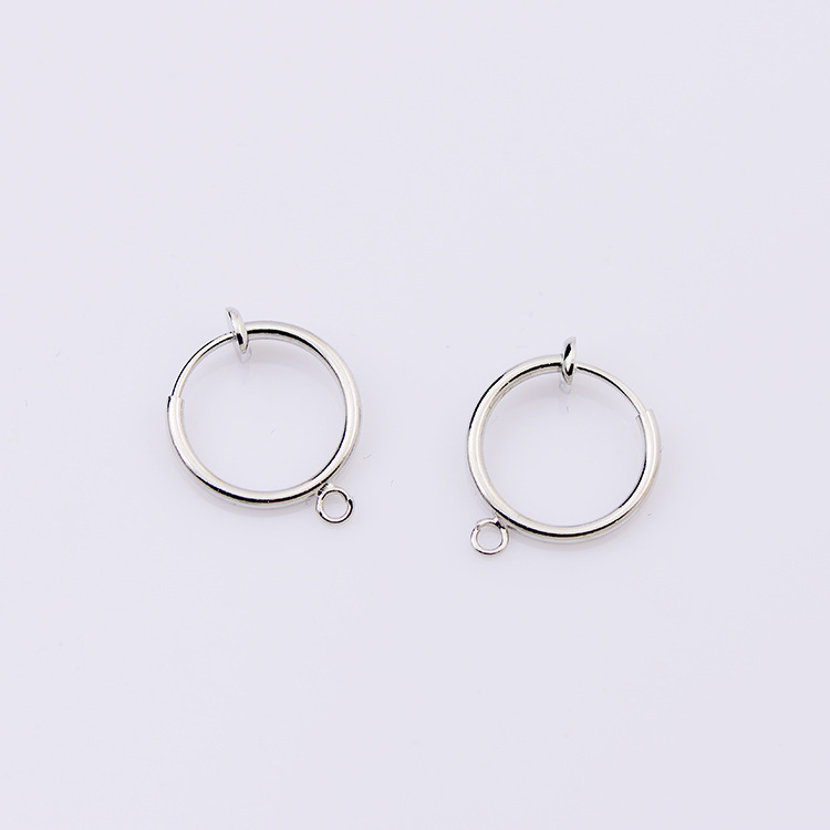 new pattern 15MM silvery Hanging ring Spring Ear clip No pierced round diy Jewelry parts Nonporous Jewelry parts