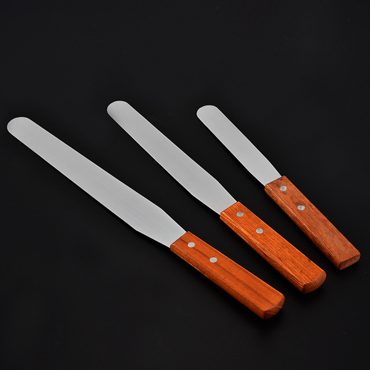 厂家直供6/8/10寸直抹刀木柄奶油吻刀烘培用具蛋糕面糊刮刀