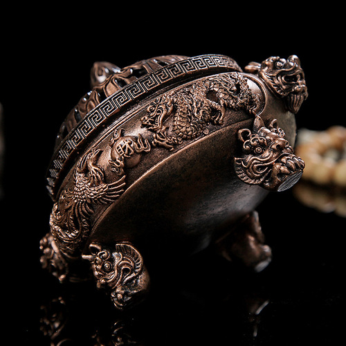 Retro dragon and phoenix incense burner celadon ceramic incense burner antique sandalwood ice crack kiln reduced size aromatherapy burner incense insert