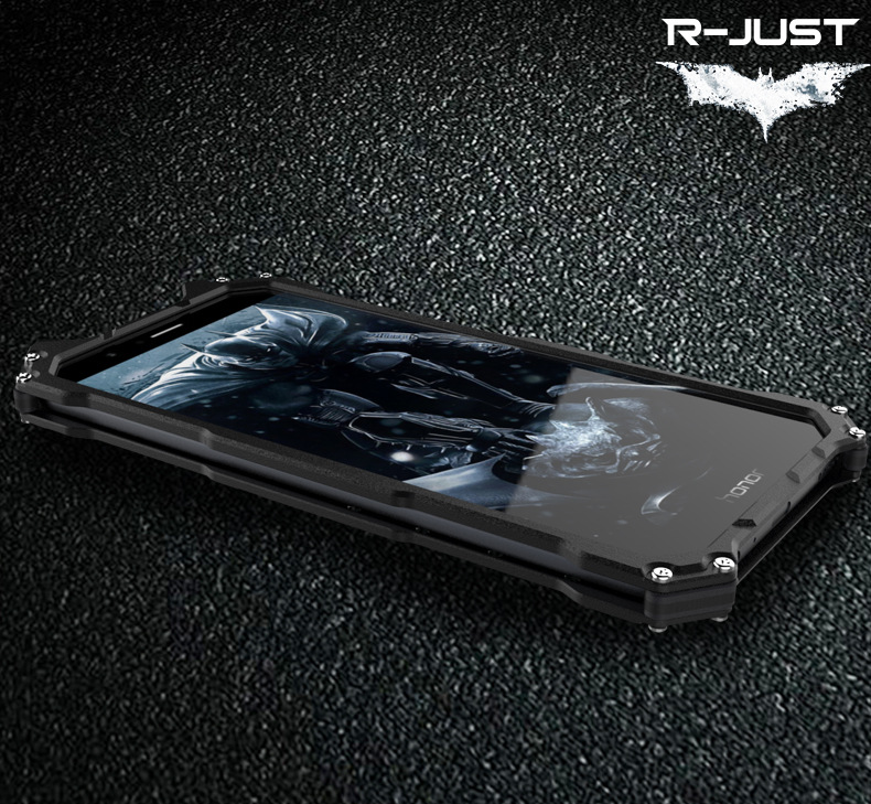 R-Just Batman Shockproof Aluminum Shell Metal Case with Custom Batarang Stent for Huawei Honor V9