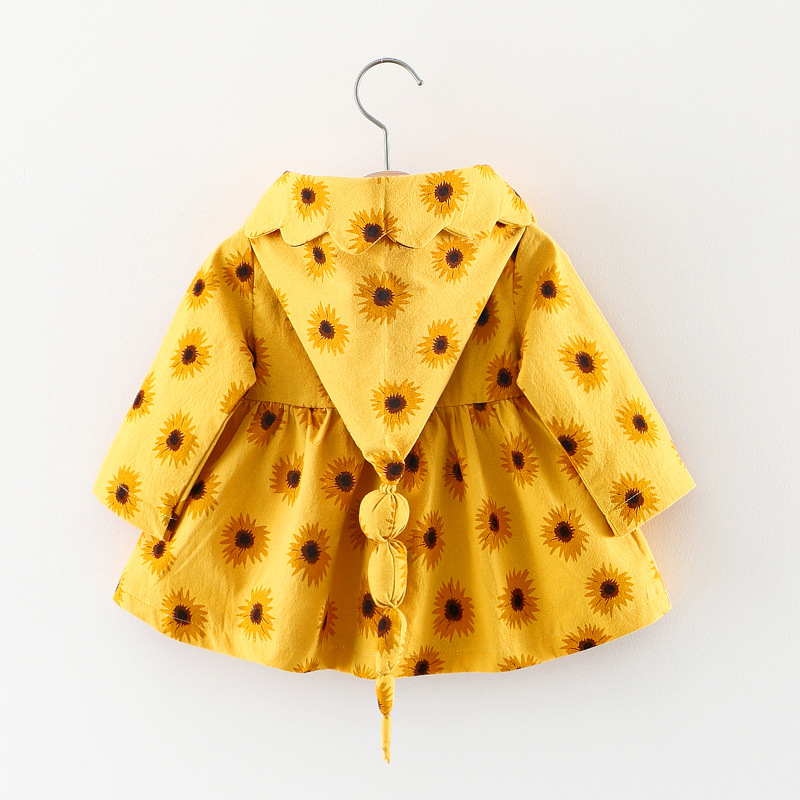A072 外贸秋季新品棉布太阳花连帽风衣外套 小童装代发