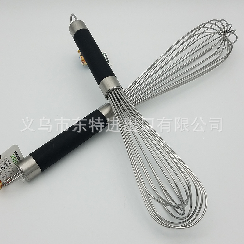 Factory direct sales of stainless steel egg beaters, high-end baking supplies, rubber-coated plastic handles, 8-line manual egg beaters detail image 6