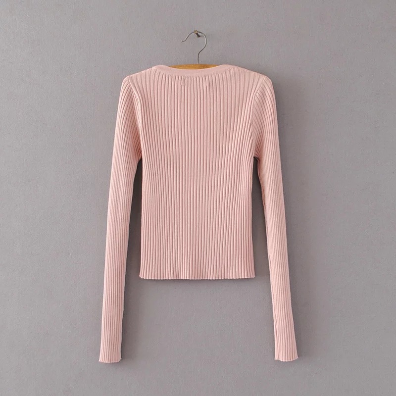 slim V-neck zipper cardigan NSHS50606