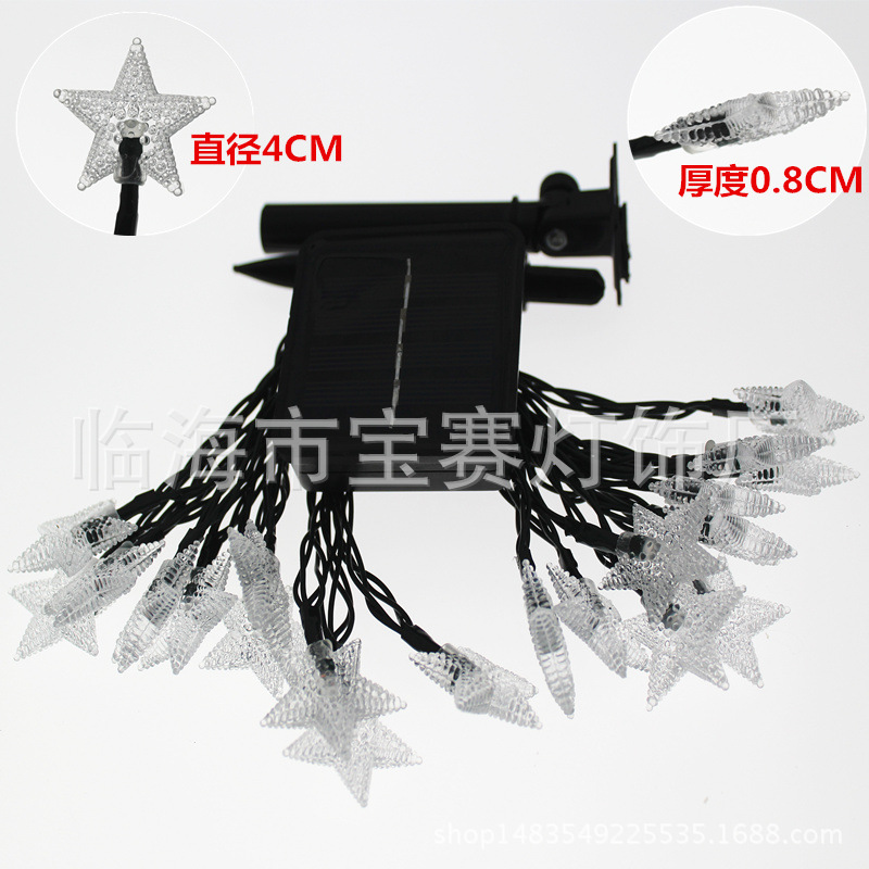 Suministro en stock de luz solar estrella cadena de luz 30LED festival de Navidad jardín decoración luz al aire libre impermeable