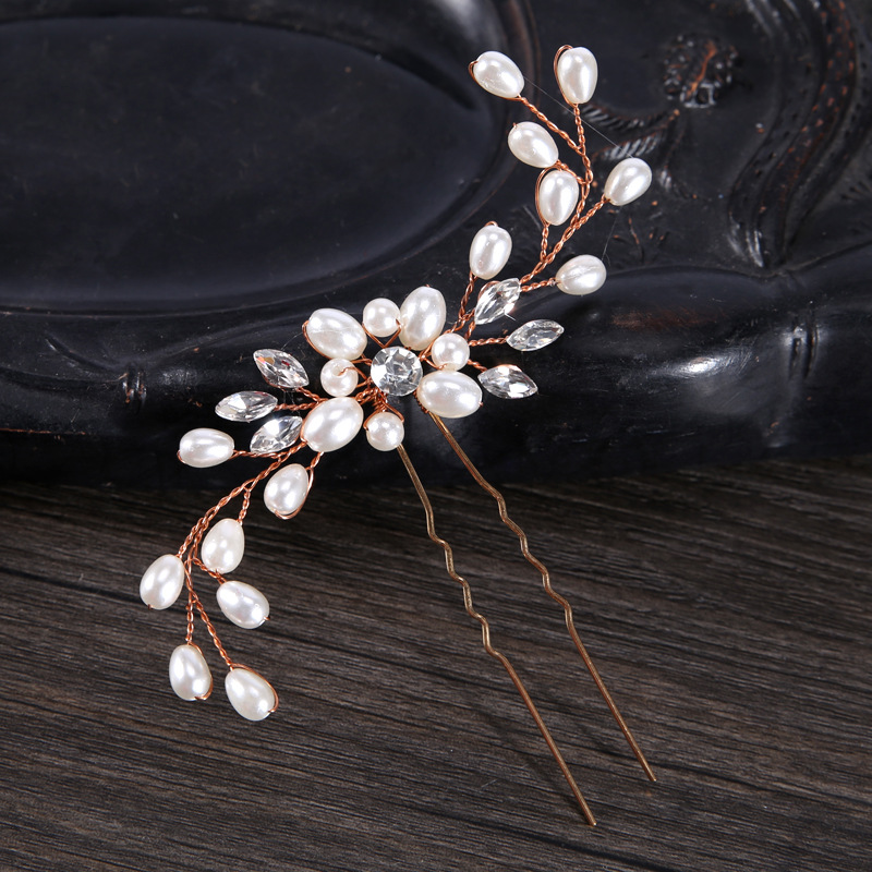 Sweet Geometric Flower Alloy Artificial Rhinestones Artificial Pearls Hairpin display picture 3