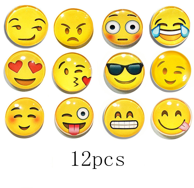 12pcs/套 emoji笑脸表情直径30mm水晶玻璃冰箱贴