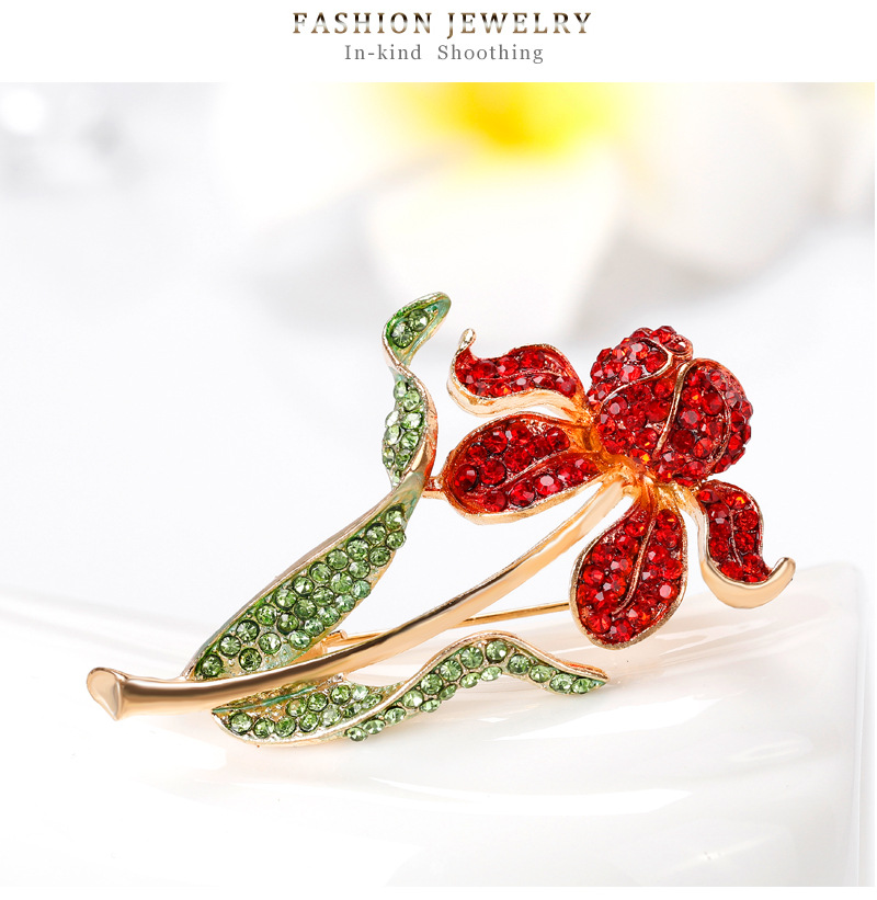 Temperament Alloy Diamond-studded Rhododendron Flower Brooch display picture 4
