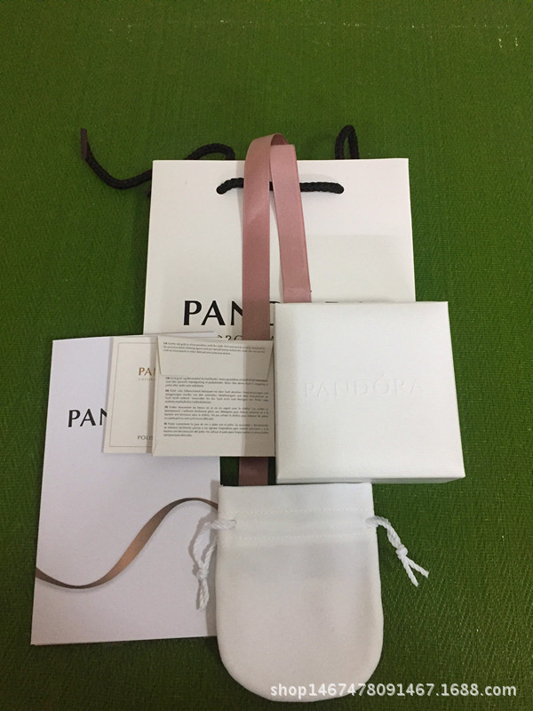 现货潘多啦拉首饰包装盒 手链盒 项链盒 戒指盒 绒布袋包装5件套