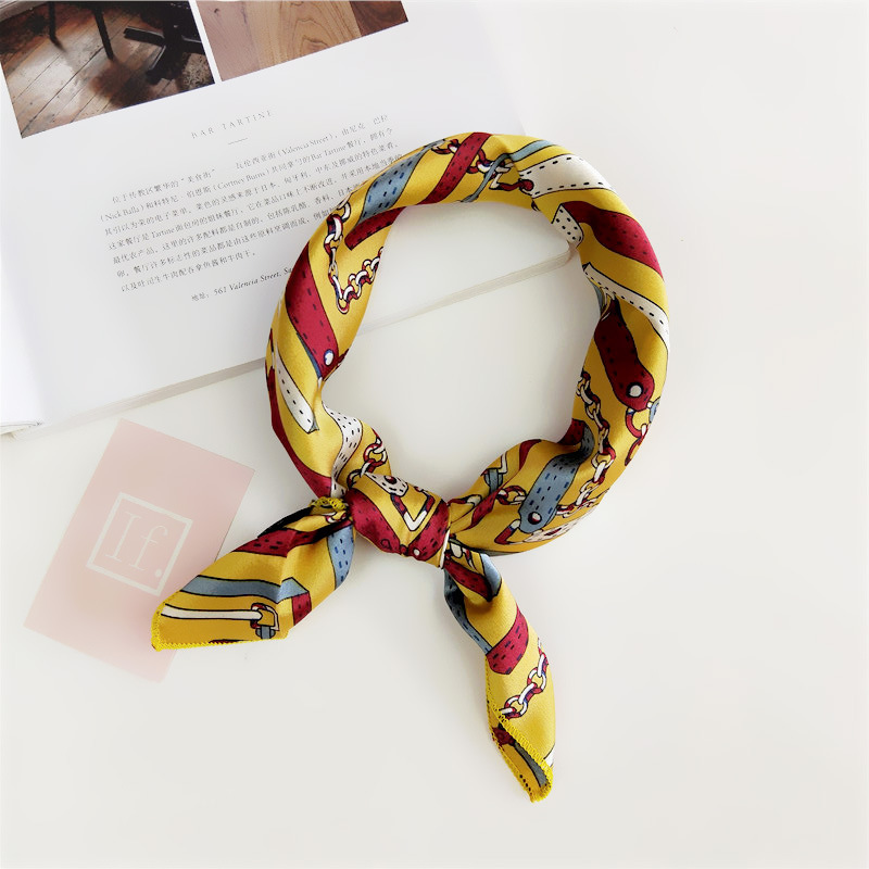 Women's Simple Style Stripe Polka Dots Chains Print Satin Silk Scarf display picture 28
