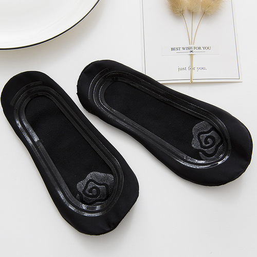 Summer Thin Socks for Women Shallow Mouth Seamless Invisible Boat Socks Soles Rose Silicone Anti-Skating Stockings Wholesale