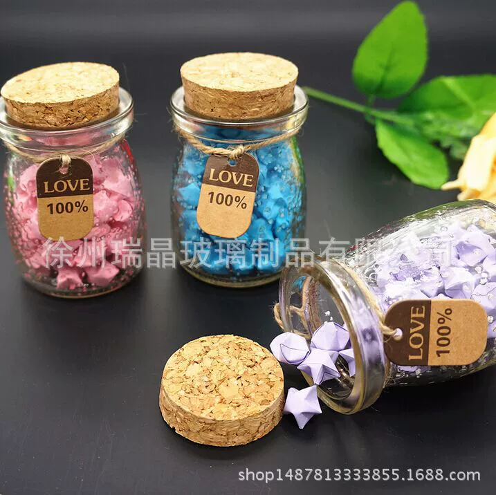 Оптовая небольшой пудинг мелко полированная стеклянная бутылка йогурта бутылка коровьего пудинга с крышкой и пробкой 100 мл