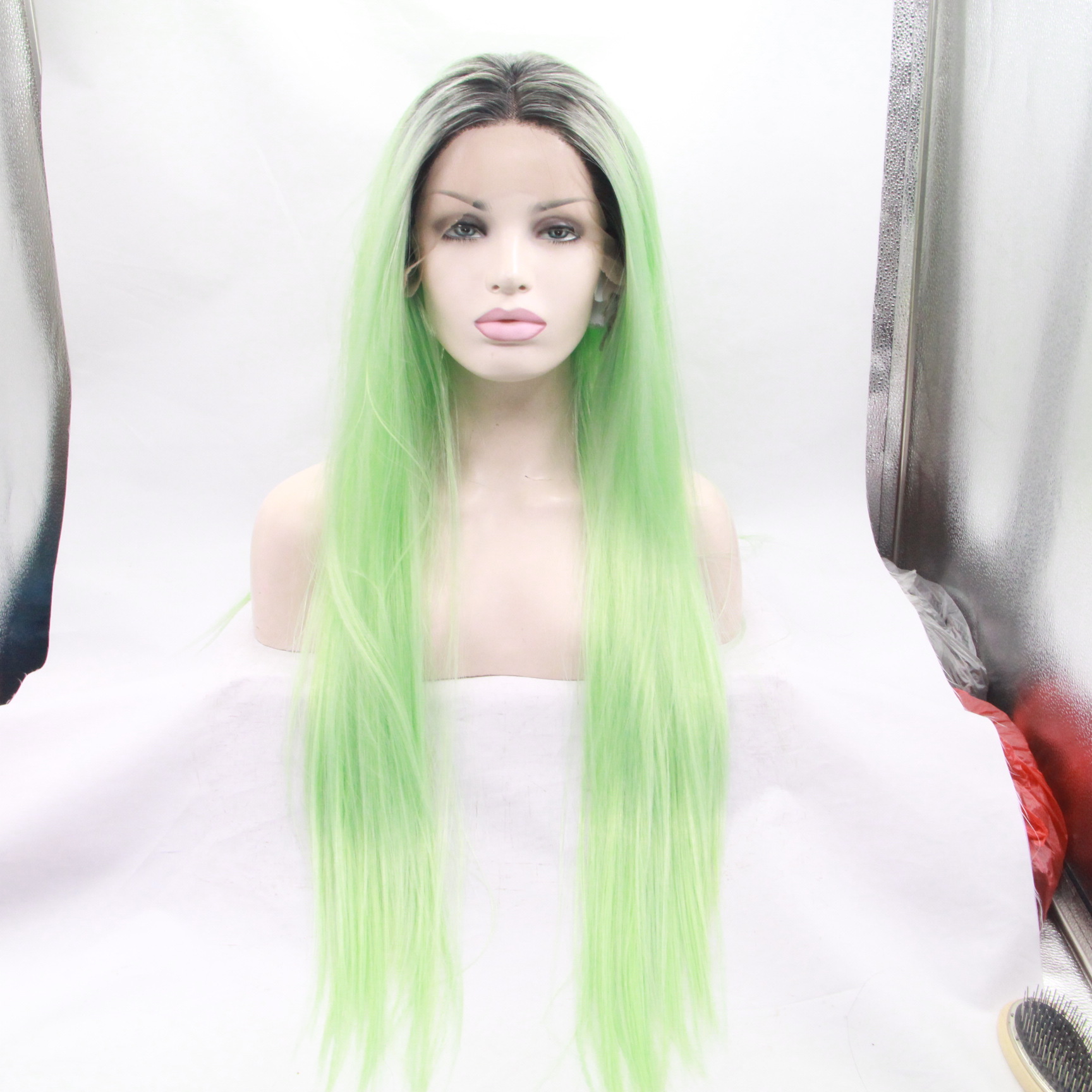 NEWLOOK W1024 nueva elegante pelucca verde larga pelucca de encaje pelucca de cabeza