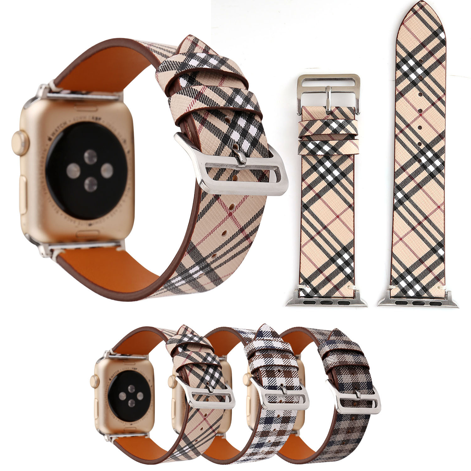 Adecuado para Apple reloj Correa Apple watch7-1 moda Plaid correa de cuero iwatch7 correa de cuero genuino