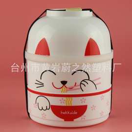 创意日式三层娃娃便当盒 可爱娃娃饭盒三层分格 卡通饭盒