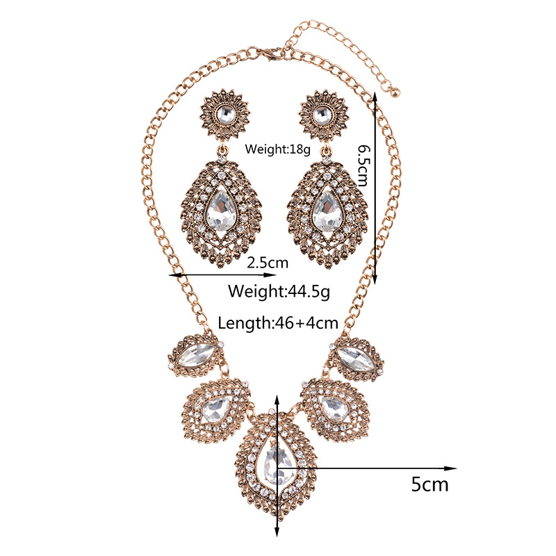 Geometric type alloy Diamond Necklace Set (Ancient gold)NHWF2862-Ancient gold