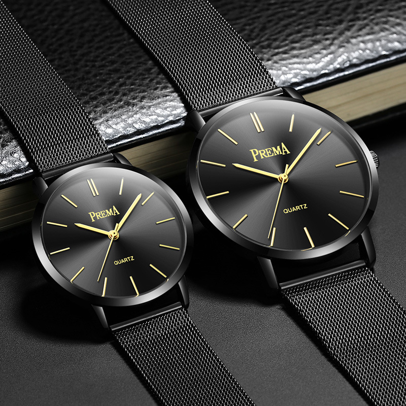 网带超薄手表男表时尚潮流韩版真皮带钢带防水简约石英男女情侣表