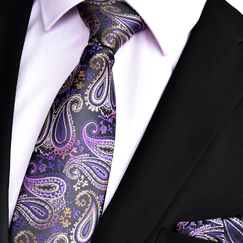 Men's Formal Business European And American Paisley High Weft Square Scarf + Tie Set 8CM Factory Spot