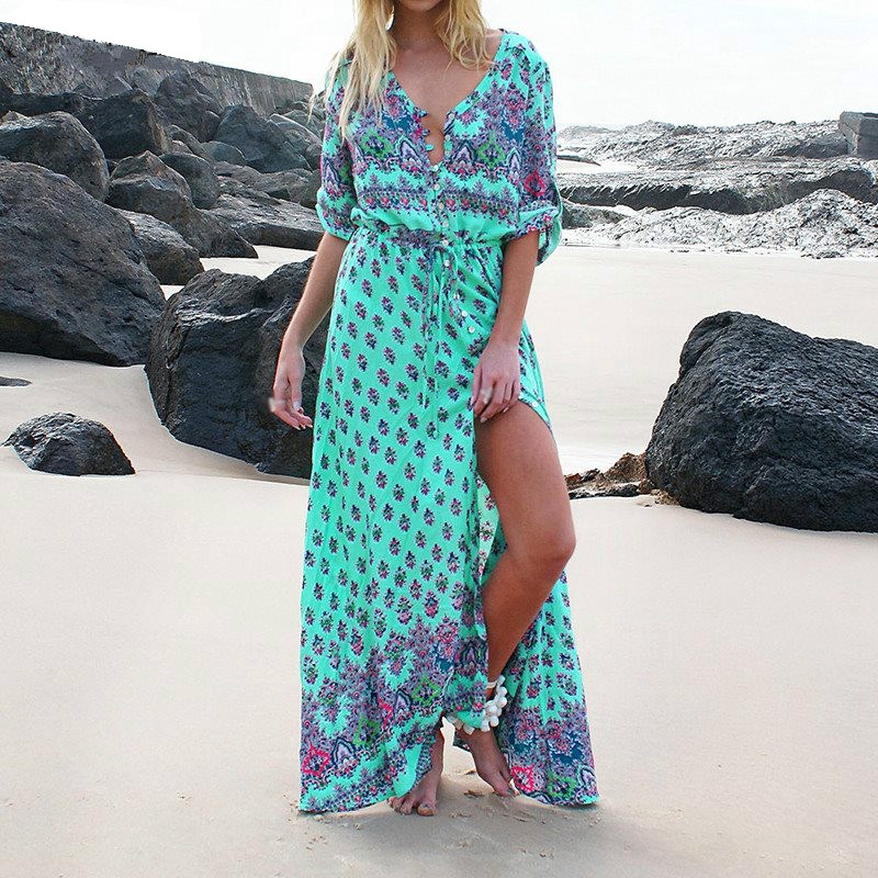 FREE SHIPPING Floral Ethnic Maxi Dress JKP4388