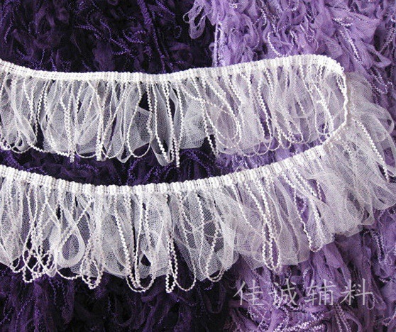 白色/紫色流苏花边 网条绳排须花边 DIY服装饰品配件 8CM
