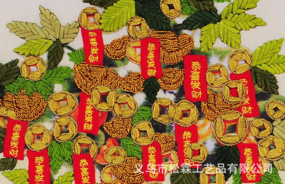 Oujin nianhua cinta bordado fábrica directa color impresión colgante pintura pequeño dios de la riqueza Sala entrada pintura decorativa