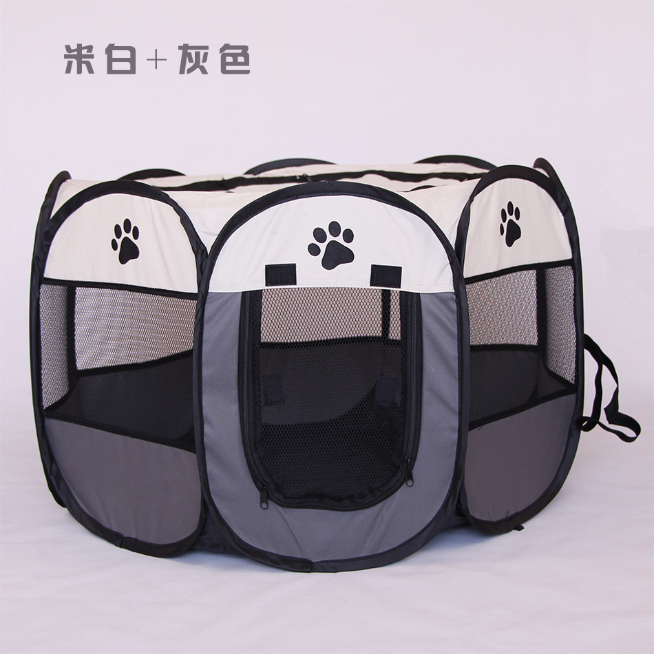 En stock plegable octogonal valla para mascotas Oxford tela resistente a mordeduras resistente a los arañazos jaula de la perrera del gato Sala de entrega de mascotas tienda al por mayor