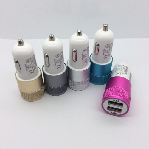 Small Steel Cannon Car Charger with Dual USB Aluminum Dual-Article Bullet Car Charger, Multifunction Car Charger for Mobile Phone