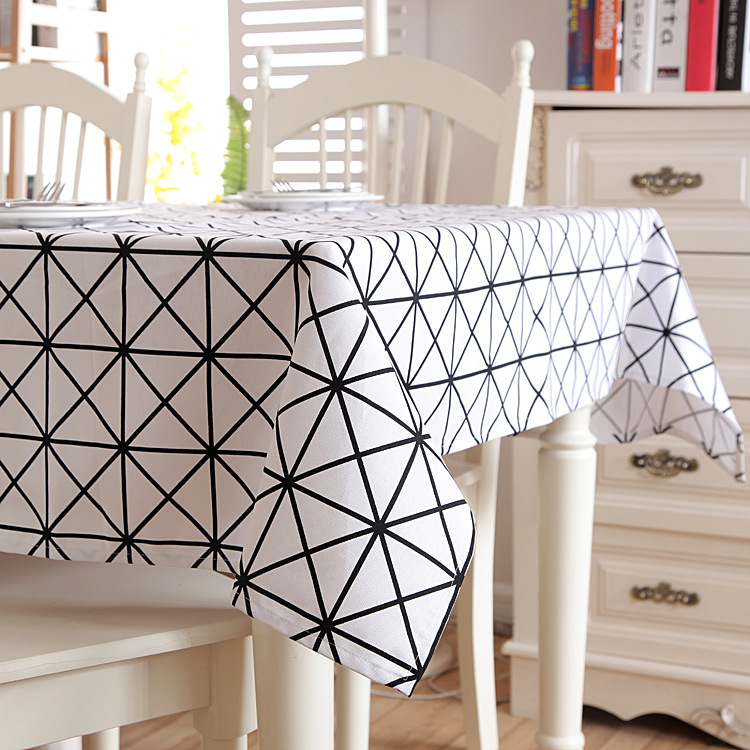 Modern Geometric Tablecloth Cotton Canvas For Kitchen And Dining_voghion.com