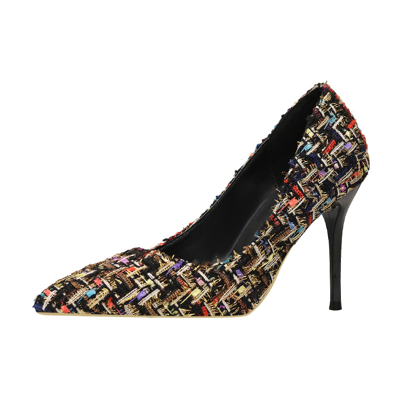 6289-3 small fragrant wind, fashionable and elegant, thin and high-heeled shoes, women's shoes with high heels and shallow pointed tipped shoes.