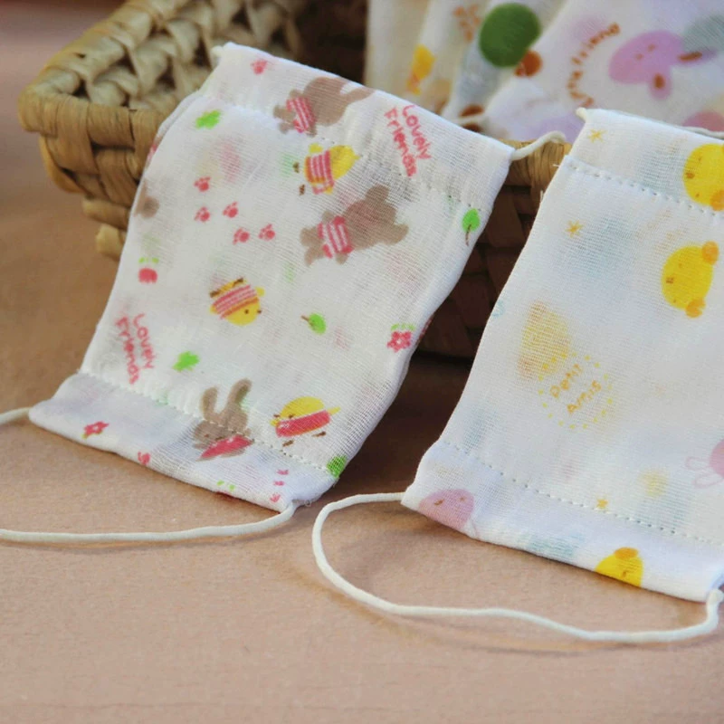 Марлевая маска с мультяшным принтом, детская маска, многослойная