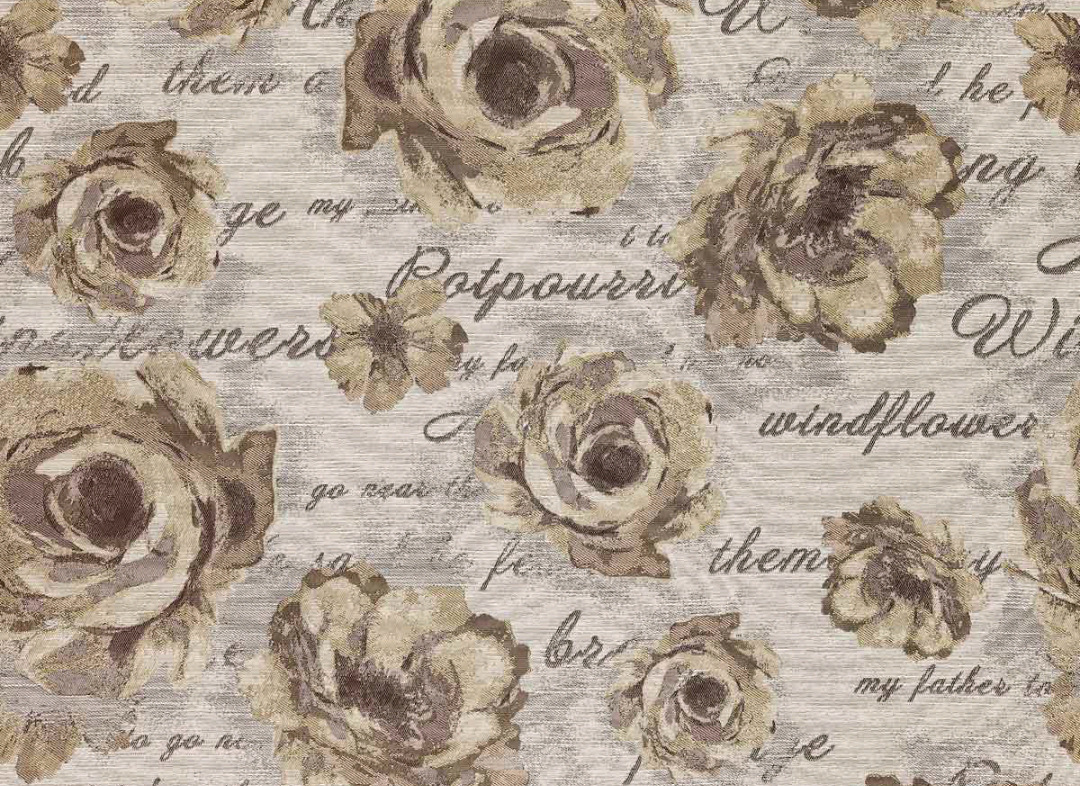 时尚棉麻风格英文玫瑰提花抱枕装饰面料KIRBY-B/C