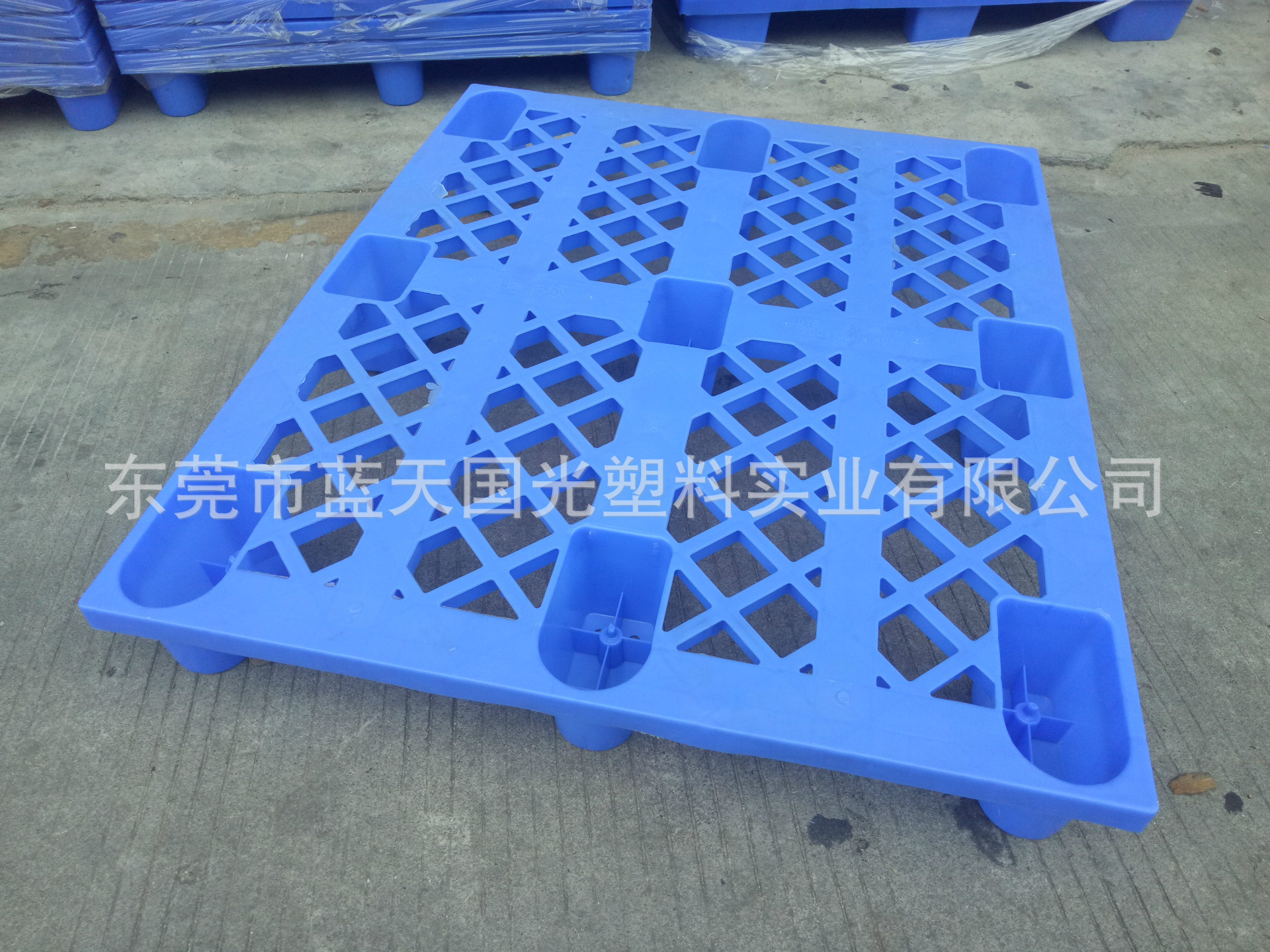 蓝天供应 网格单面塑胶卡板 仓库防潮垫板 环保塑料托盘 九脚合集