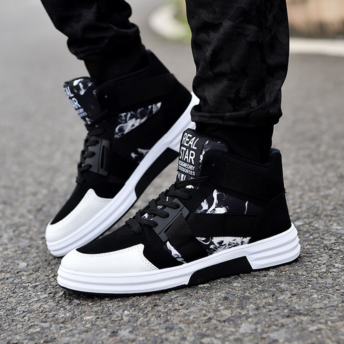  spring fashion camouflage high-top lace-up sneakers men's shoes men's trendy casual shoes student hip-hop sneakers for men