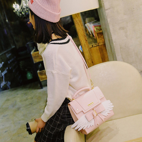 Japanese cute pink soft girl shoulder crossbody bag Cardcaptor Sakura Wings handbag personalized versatile women's bag