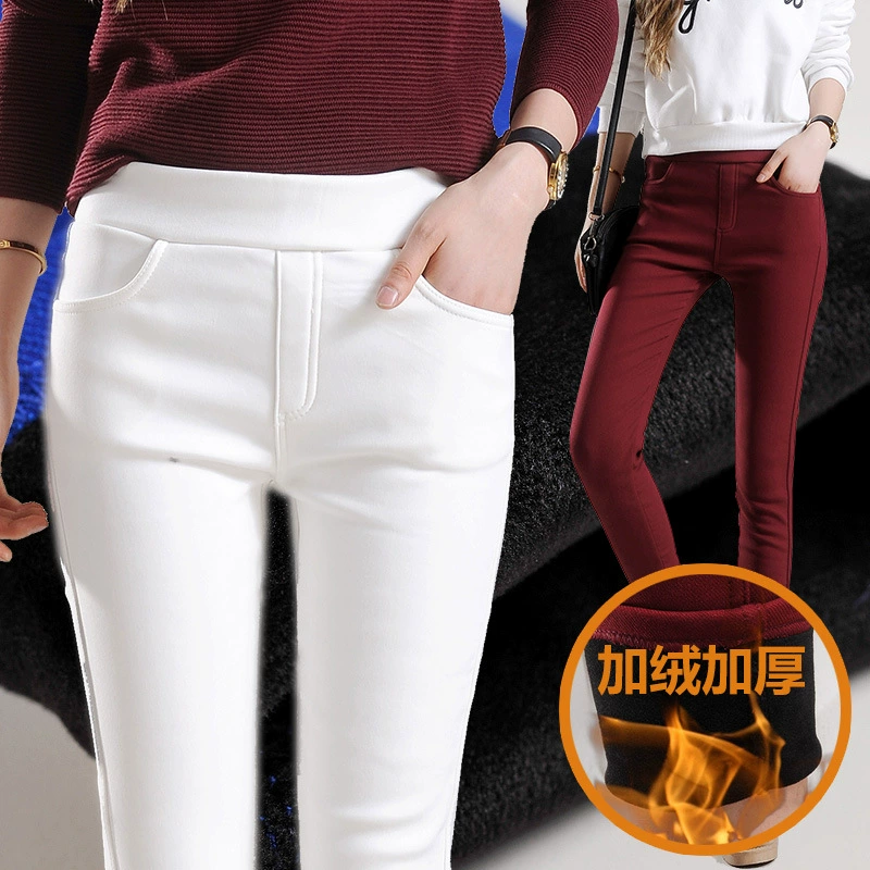 Warm leggings, elastic black trousers, high waist, tight, Korean style