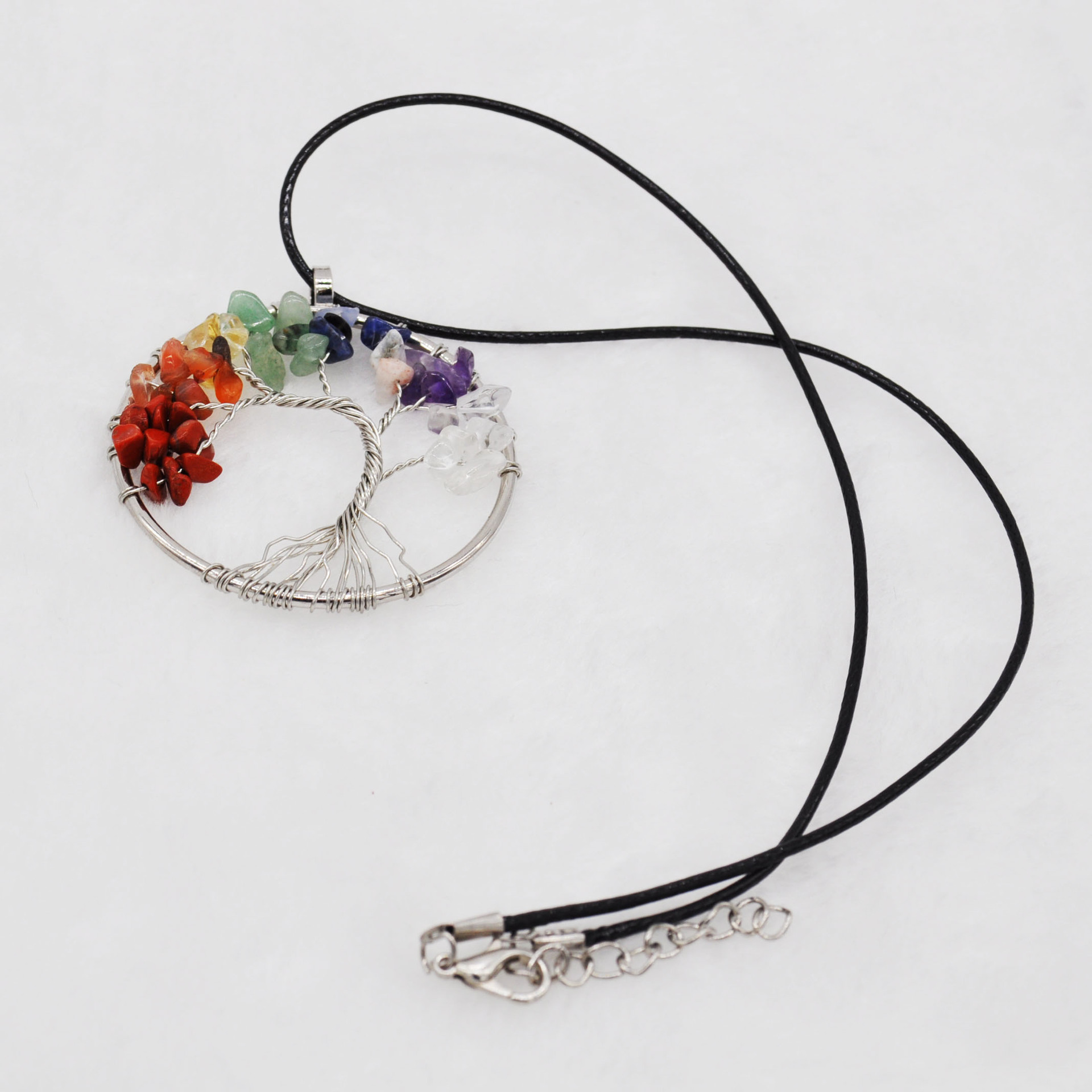 Retro Tree Artificial Crystal Handmade Natural Stone Pendant Necklace 1 Set display picture 8