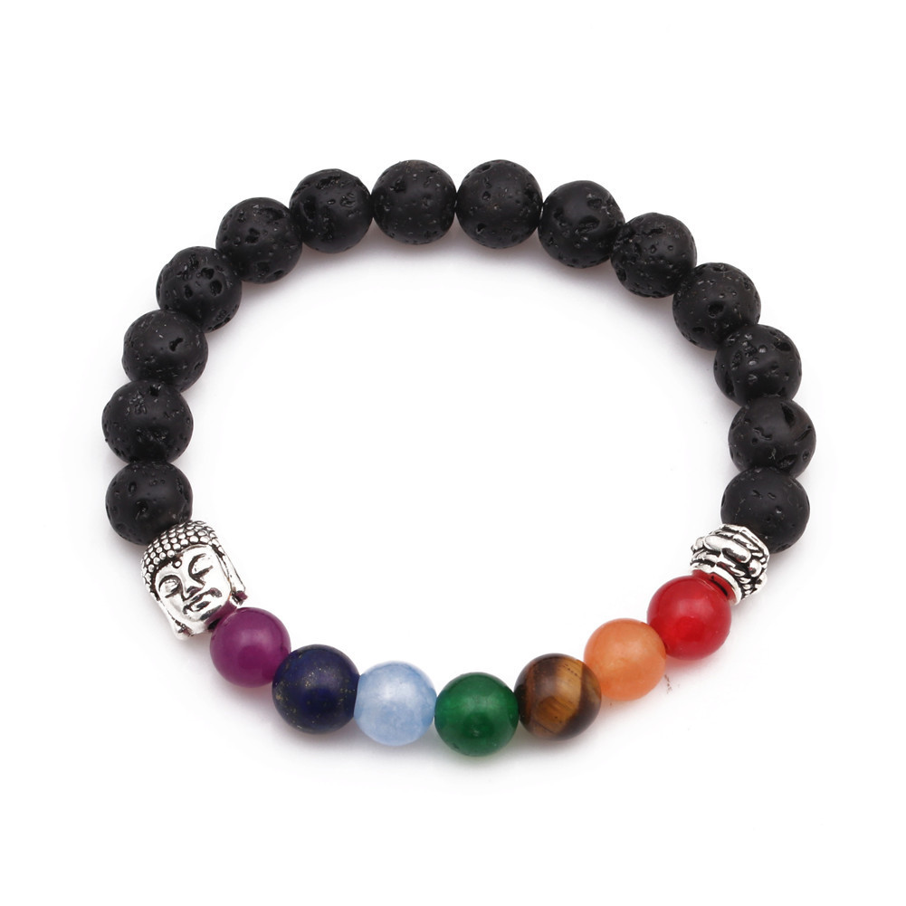 8mm volcanic stone palm eye bracelet beaded colorful chakra energy colorful agate bracelet