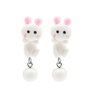 Lovely Mini Rabbit Earrings Handmade Soft Clay Jewelry