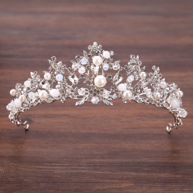 Bride Pearl Handmade Crown Silver Branch...