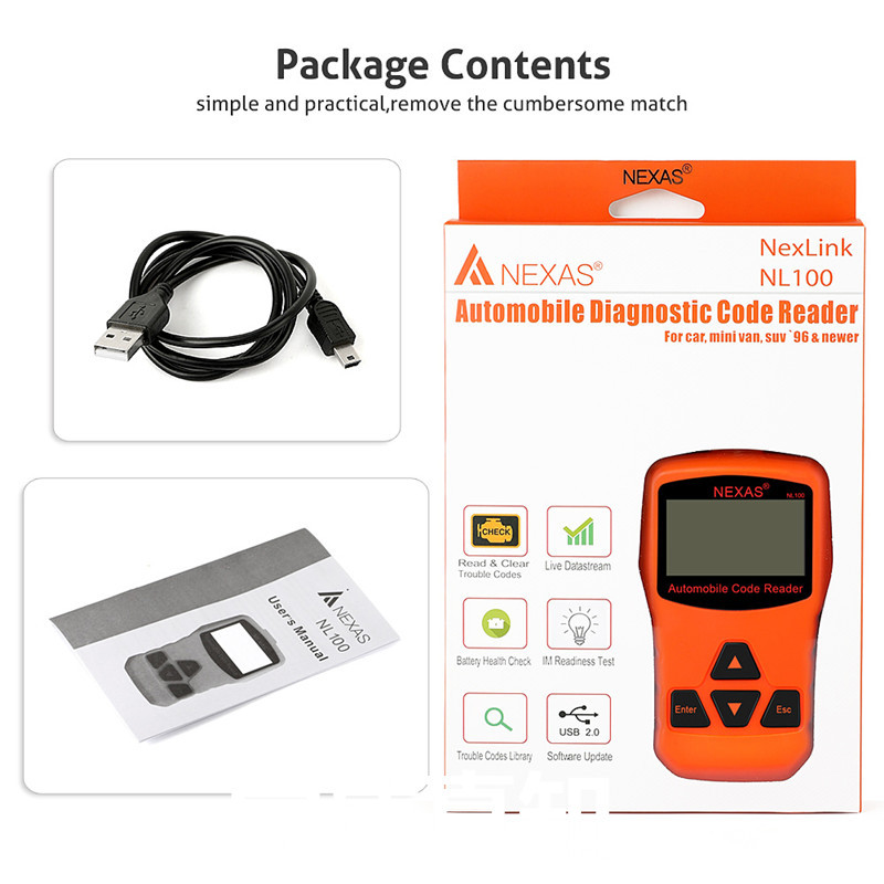 汽车诊断扫描仪 NexLink NL100 OBDII检测仪 汽车发动机读码 清码
