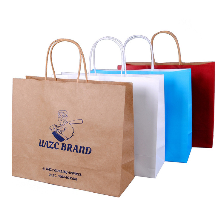 牛皮纸手提袋纸袋现货服装纸袋定制外卖烘焙蛋糕白牛皮纸袋定做