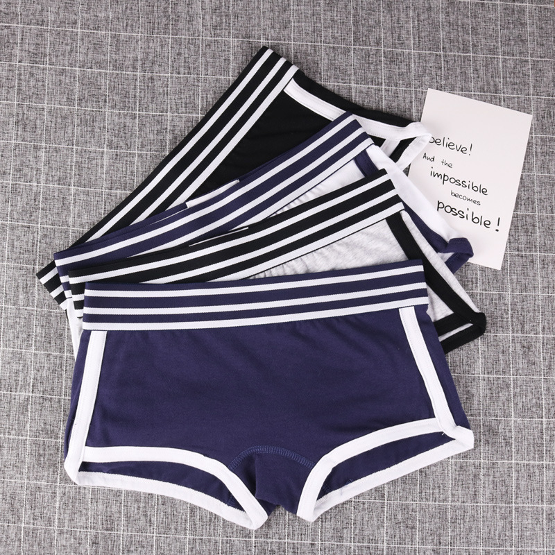Women's Underwear Solid Color Cotton Flat Four Corner Women's Wide-brimmed Solid Color Underwear Fashionable Sports Mid-waist Boxers Comfortable