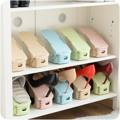 adjust simple and easy double-deck Plastic Integrated shoe rack E206 Shoe bracket household space shoes Storage rack