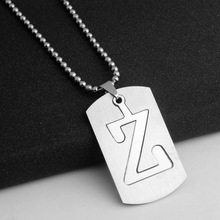 欧美外贸饰品男士字母项链钛钢吊坠不锈钢韩版双层文字项链Z