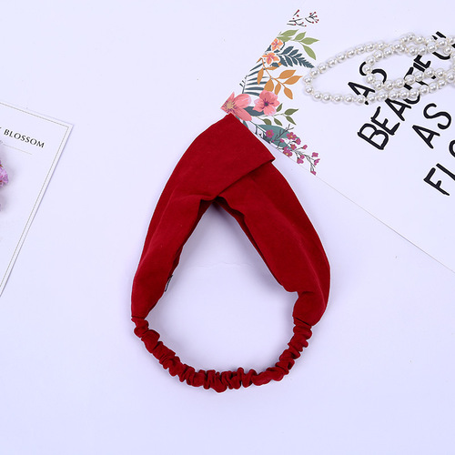 Christmas bow headband crossed headband face-washing suede fabric elastic face-washing headband hair tie