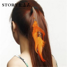 Feather hair accessory欧美秀场电影美剧时尚流苏羽毛马尾发夹