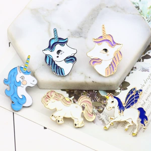 Creative Colorful Unicorn White Horse Series Brooch Cartoon Oil Drop Accessories