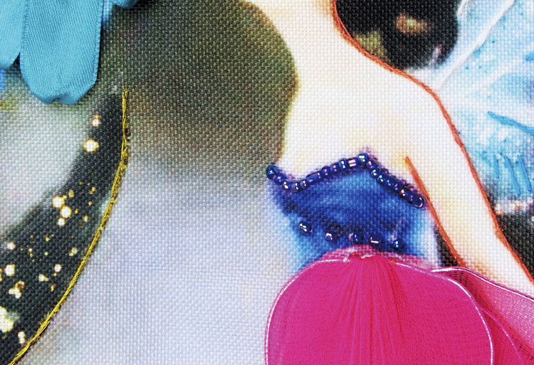 Oujin nianhua cinta bordado fábrica directa color impresión colgante pintura Elf beso sala de estar entrada pintura decorativa