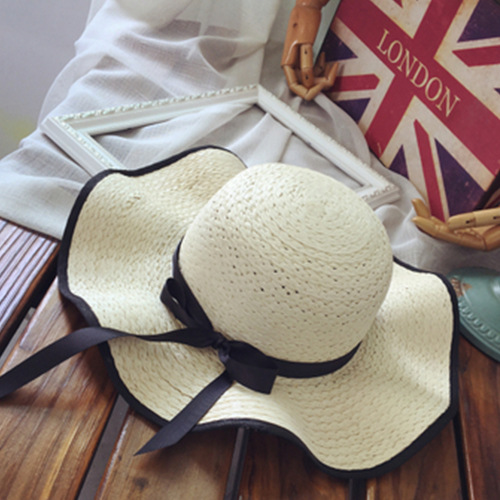 Korean Bowknot Sunshade Sunscreen Straw Hat display picture 5