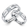 Silver accessory, zirconium for beloved, wedding ring, suitable for import, European style, Korean style