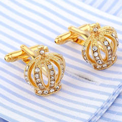 Premium Gold Crown Cufflinks, Dress Cufflinks for Men, French Style Shirt Cufflinks, Model 329
